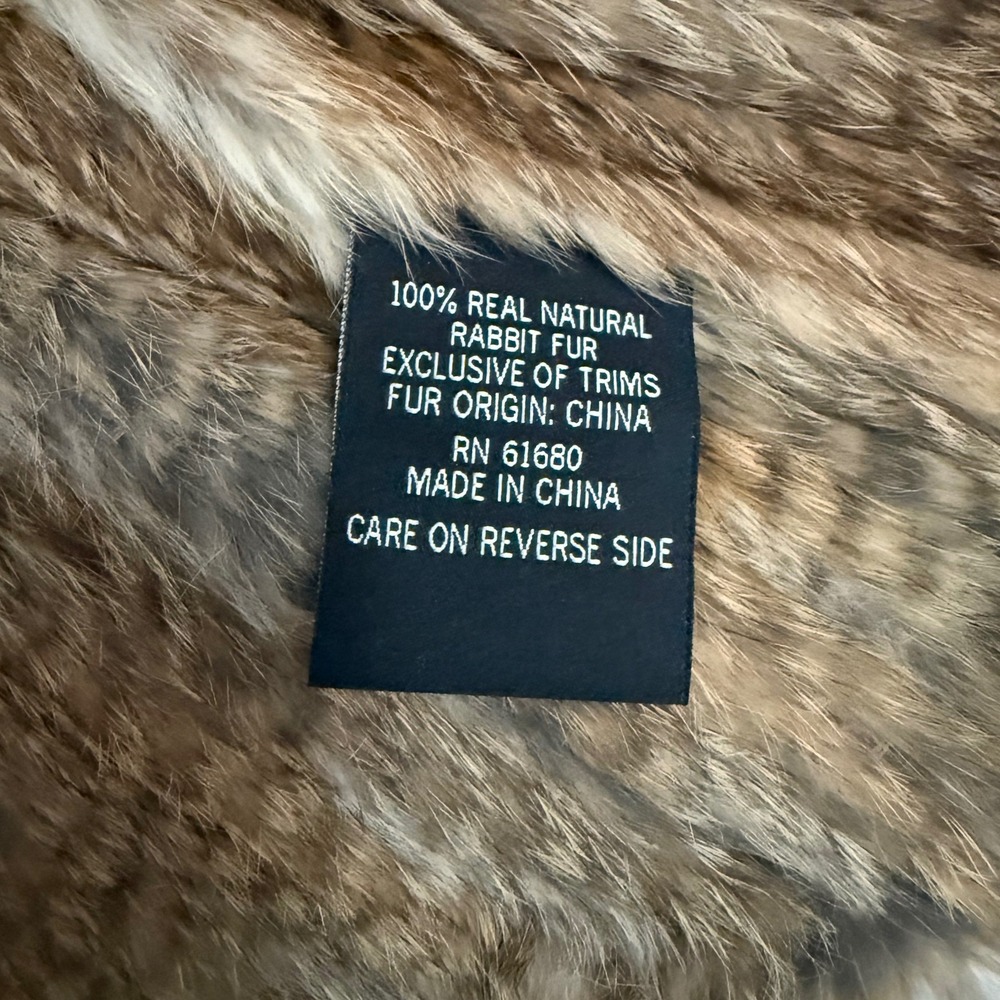 525 America Luxe Genuine Rabbit Fur Vest Brown Size Small – Excellent Condition - Picture 7 of 8